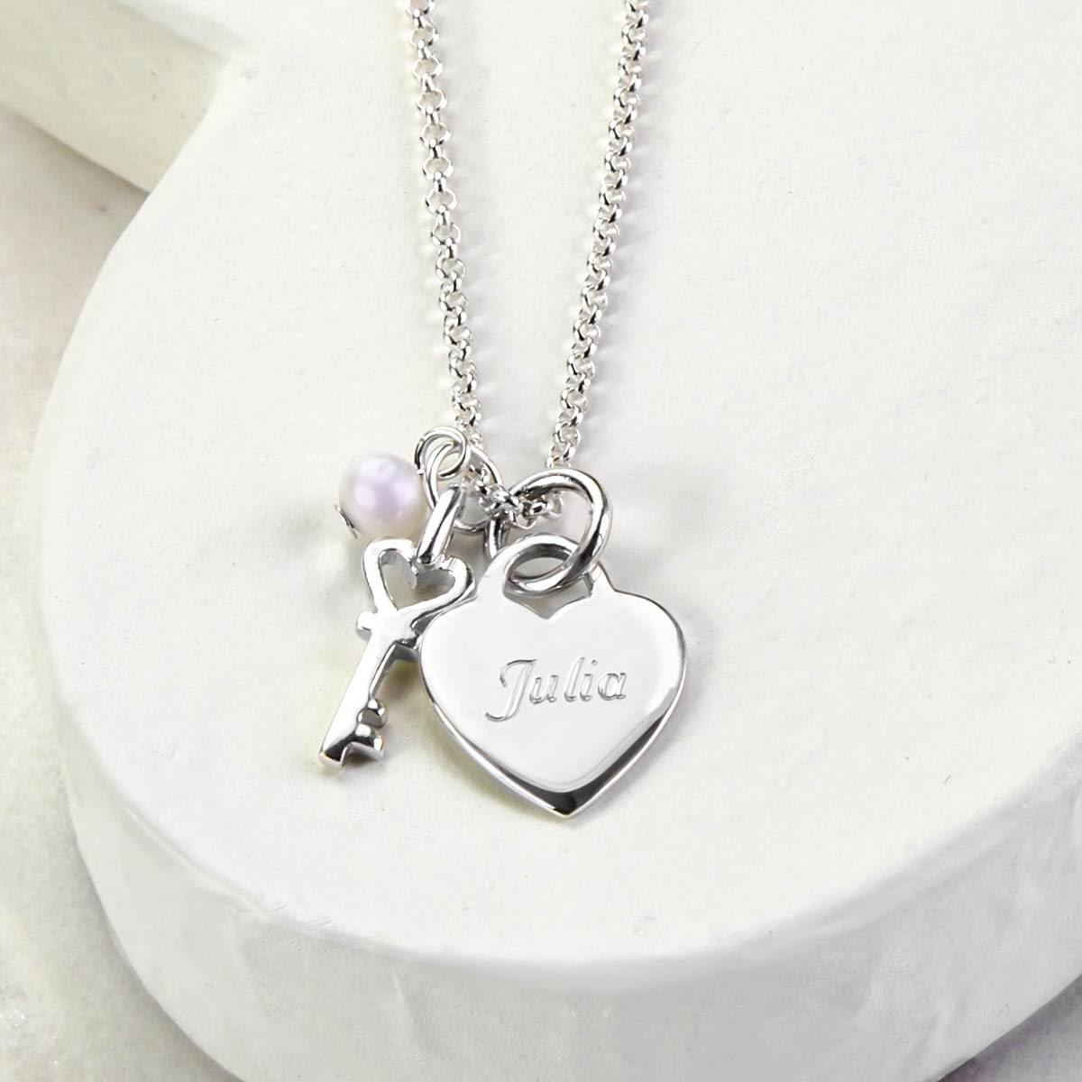 Engravable Sterling Silver Heart Necklace