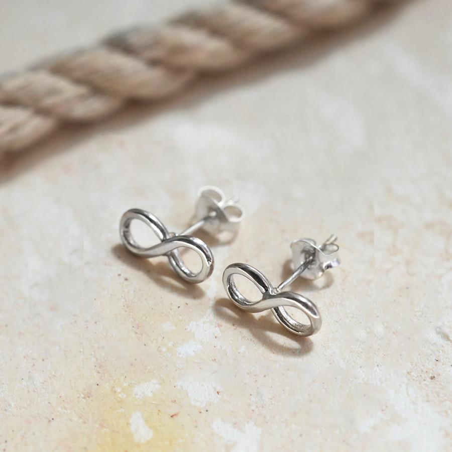 Sterling Silver Infinity Stud Earrings