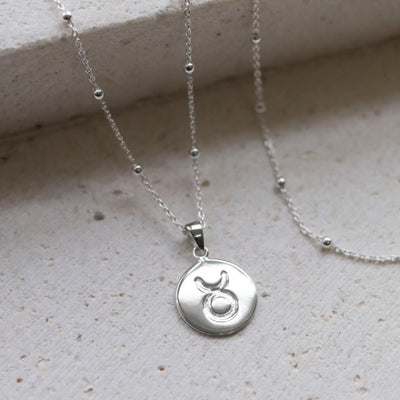 MS1197S STERLING SILVER TAURUS STAR SIGN NECKLACE EDITORIAL