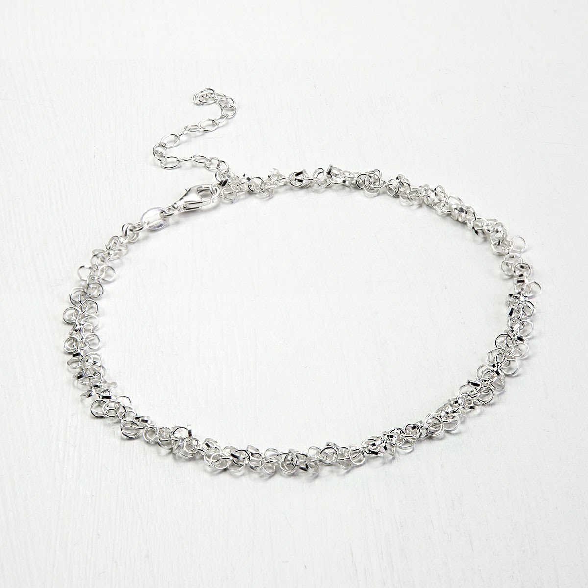 Sterling Silver Velvet Circles Anklet