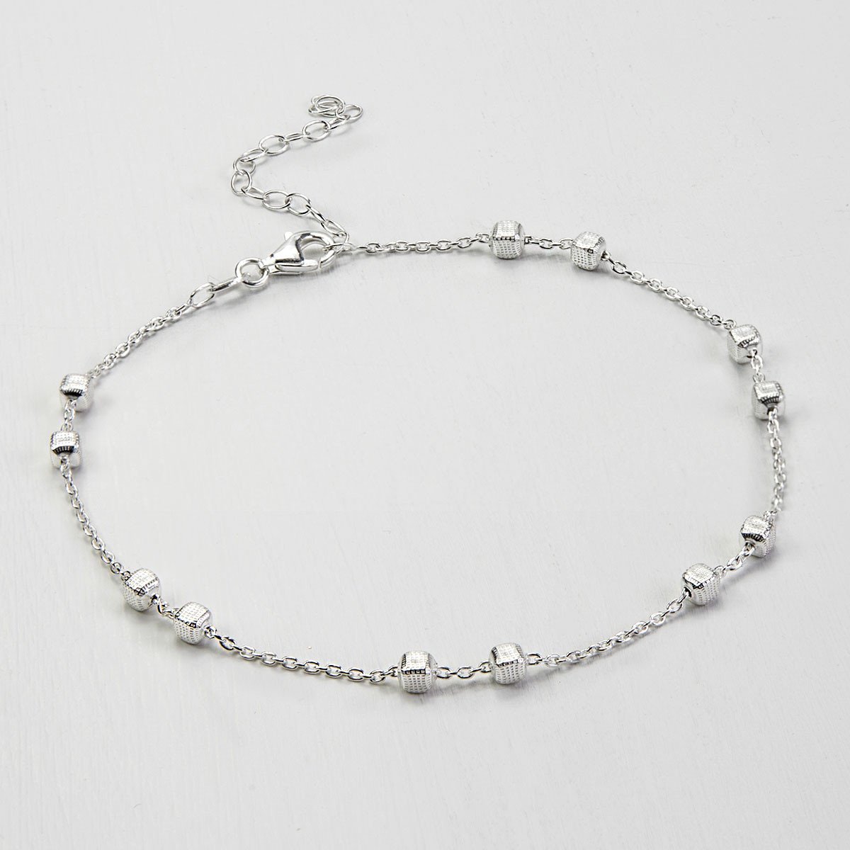 Sterling Silver Delicate Boxes Anklet