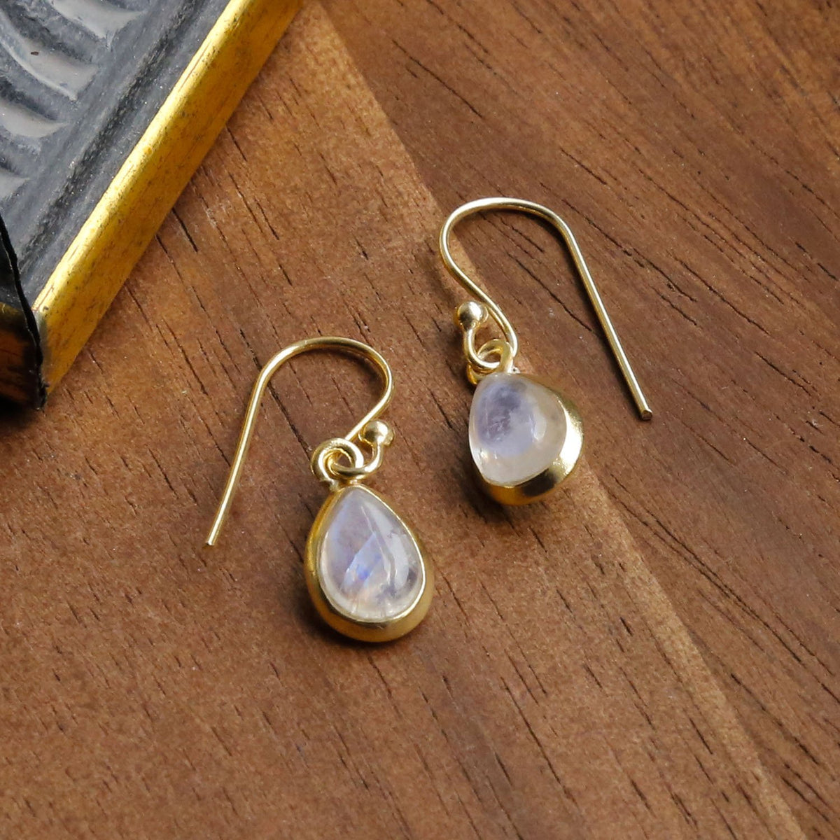 Sterling Silver Dangly Moonstone Teardrop Earrings
