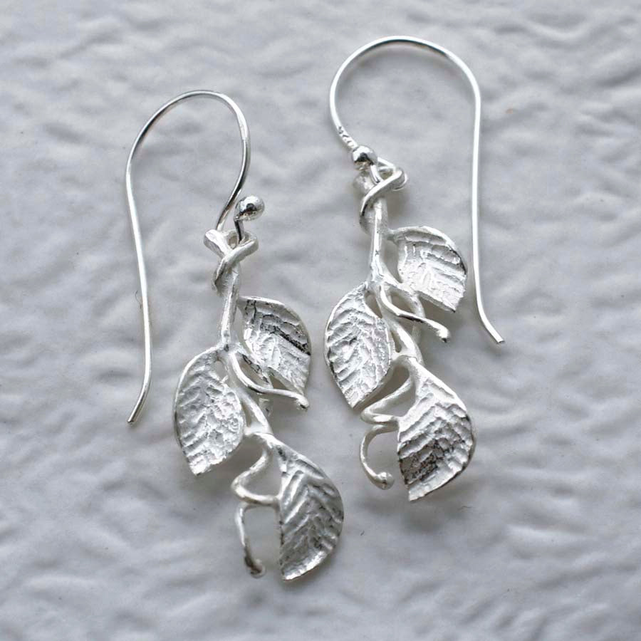 Sterling Silver Leaves Dangly Earrings