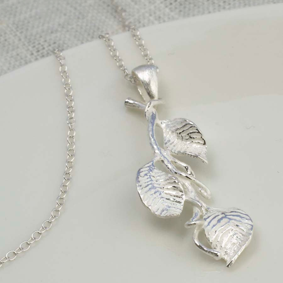 Sterling Silver Leaves Pendant Necklace