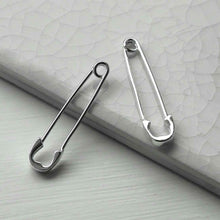 ML961L STERLING SILVER LARGE SAFETY PIN EARRINGS 6