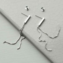 ME529 STERLING SILVER DOUBLE BOX CHAIN EARRINGS 4
