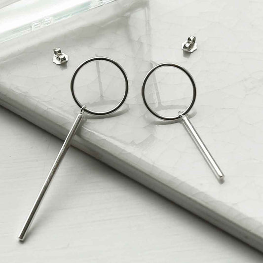 ML972 STERLING SILVER BAR AND RING MISMATCH STUDS 1