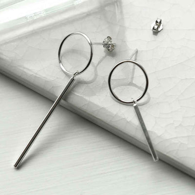 ML972 STERLING SILVER BAR AND RING MISMATCH STUDS 5