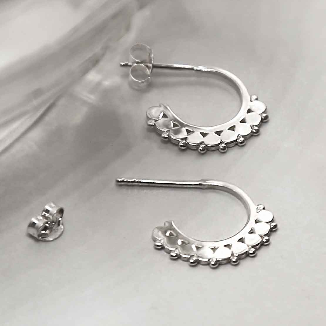 Sterling Silver Fanfare Hoop Studs