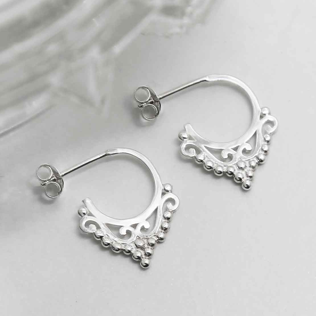 Sterling Silver Dalia Hoop Studs