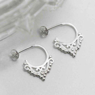 ML978 STERLING SILVER DALIA HOOPS STUDS 1