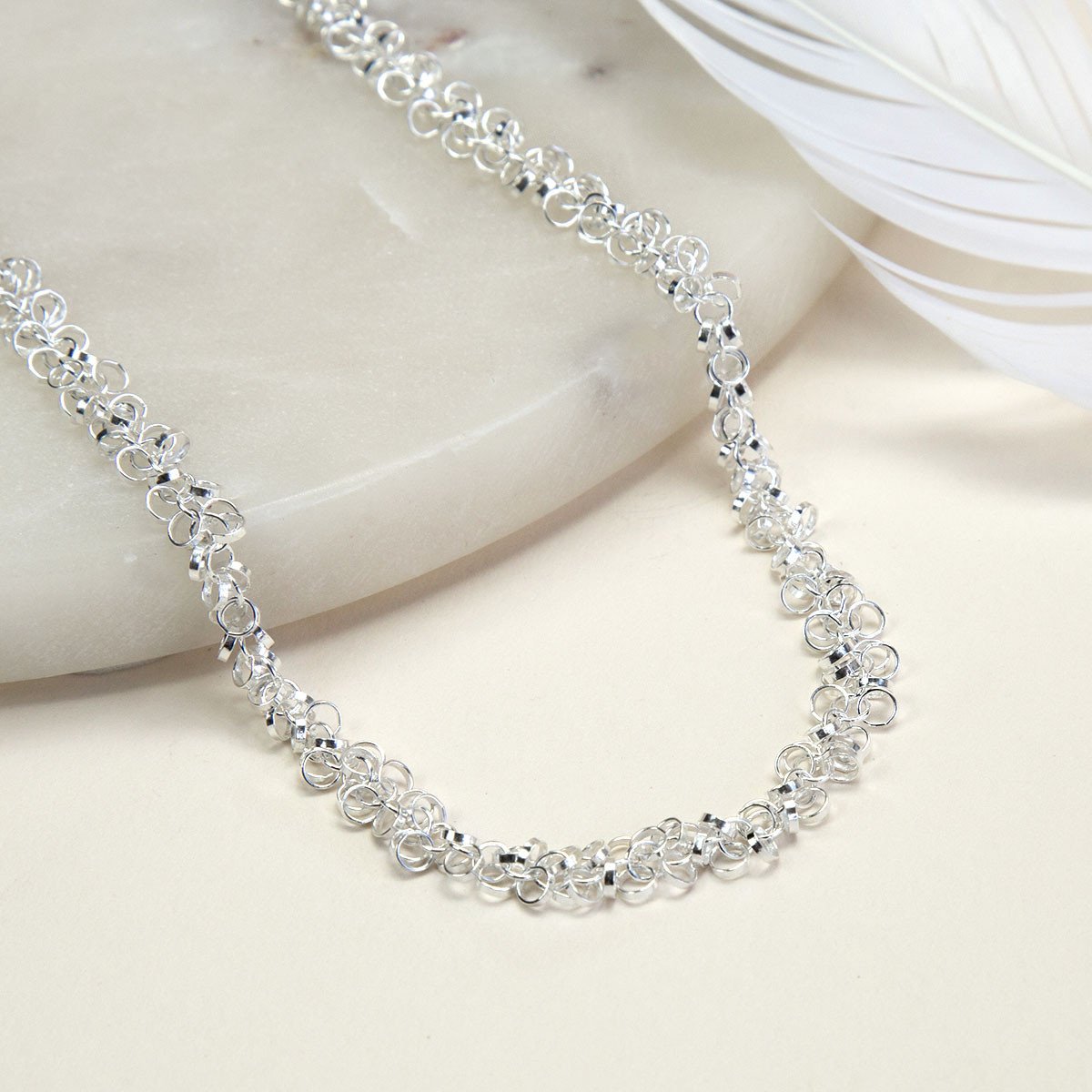 Sterling Silver Velvet Circles Necklace (18-24")