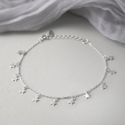 ML984B STERLING SILVER STAR CHARM BRACELET 1