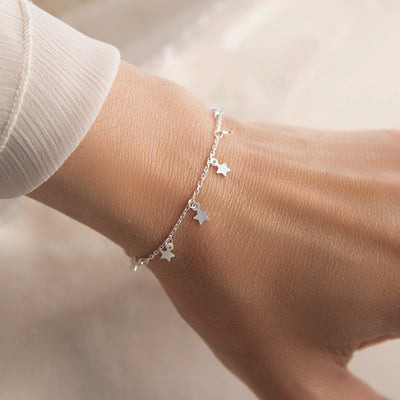 ML984B STERLING SILVER STAR CHARM BRACELET MODEL