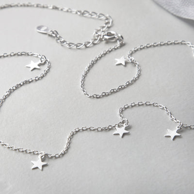ML984N STERLING SILVER STAR CHARM NECKLACE 2