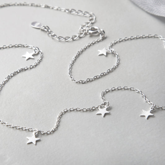 ML984N STERLING SILVER STAR CHARM NECKLACE 2
