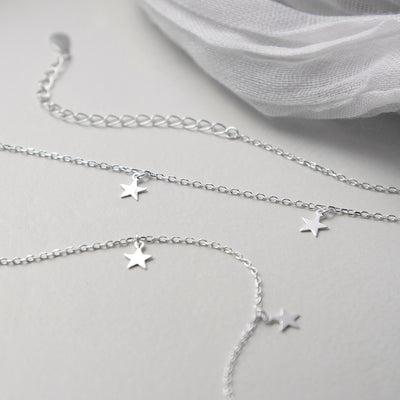 ML984N STERLING SILVER STAR CHARM NECKLACE 4