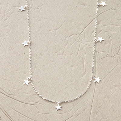 ML984N STERLING SILVER STAR CHARM NECKLACE 6