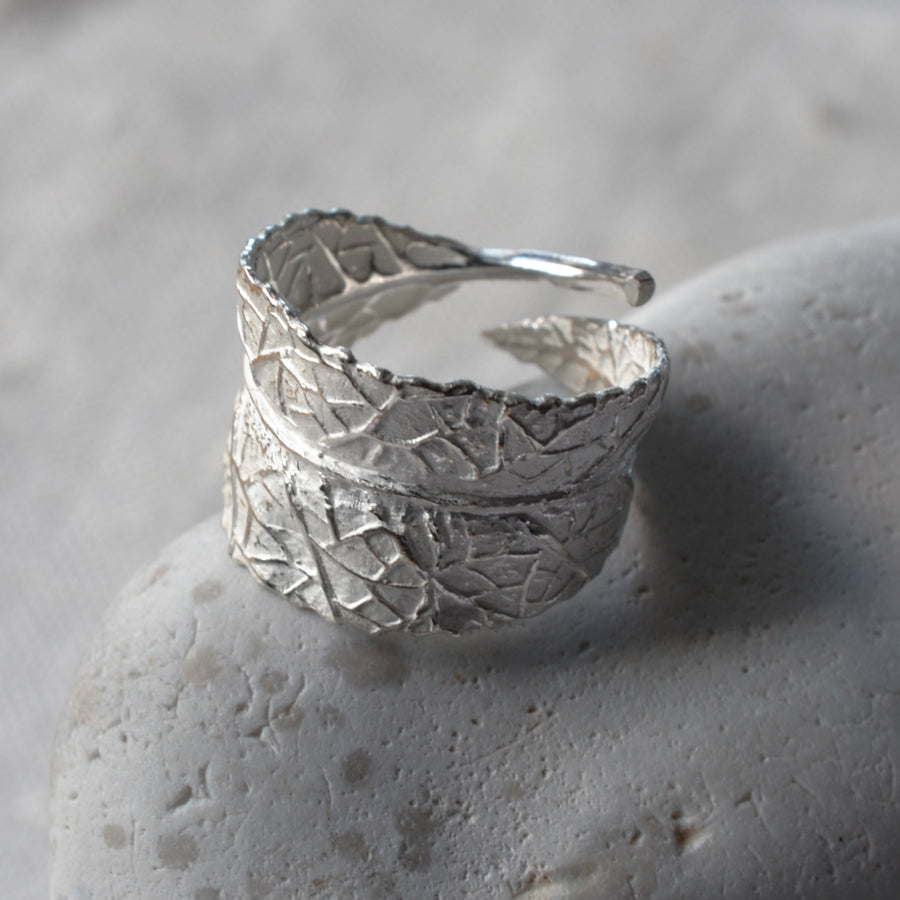 Sterling Silver Leaf Furl Ring