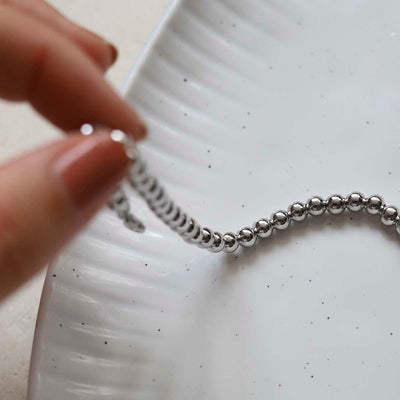 MV1303RH RHODIUM PLATED STERLING SILVER ROUND BEADS BRACELET 1