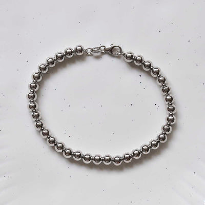 MV1303RH RHODIUM PLATED STERLING SILVER ROUND BEADS BRACELET 3