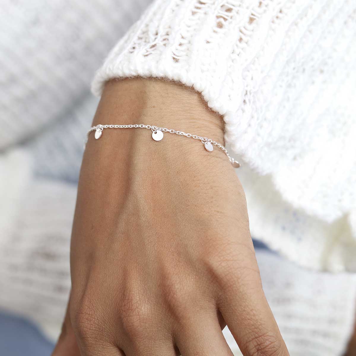 Sterling Silver Coin Charm Bracelet