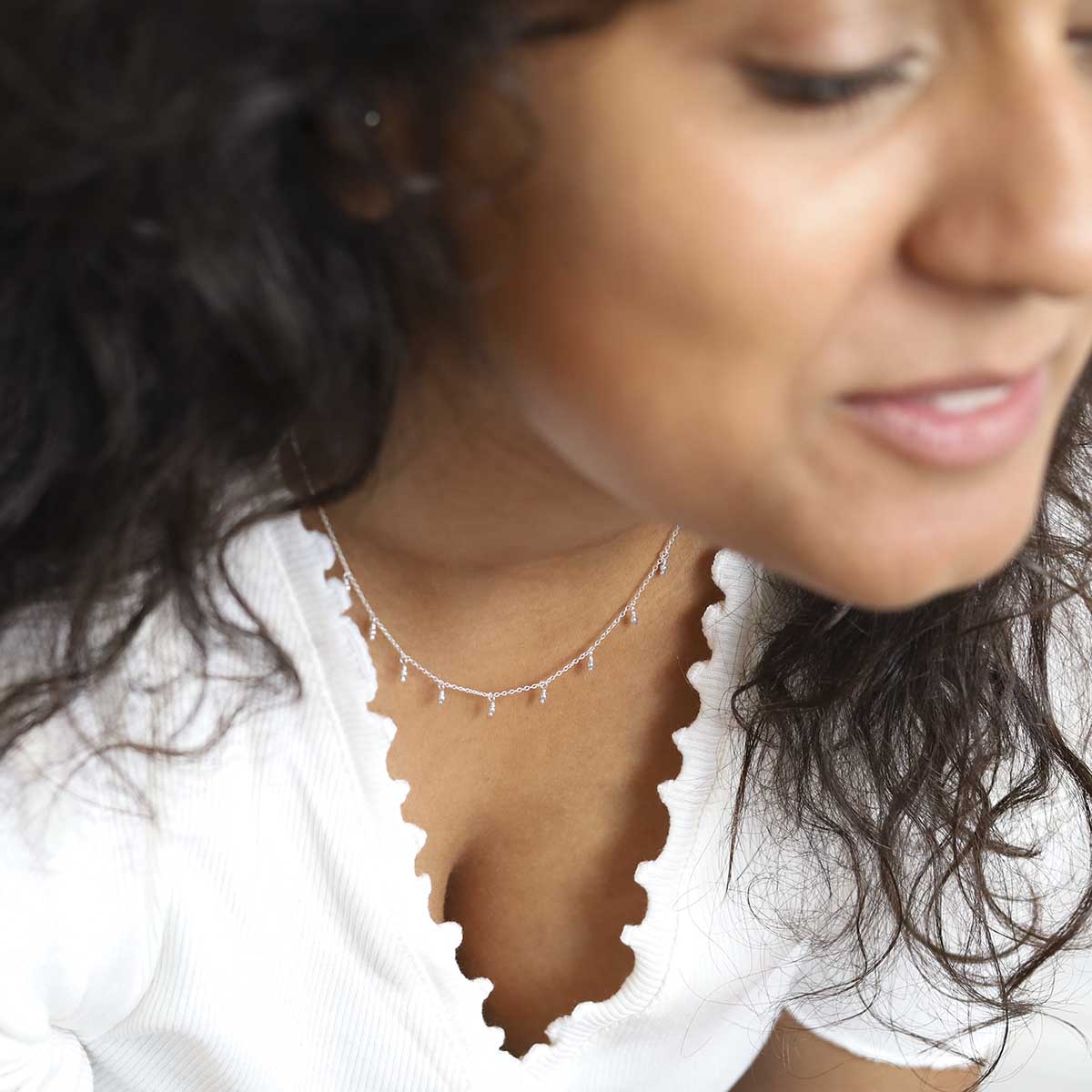 Sterling Silver Hanging Lanterns Necklace