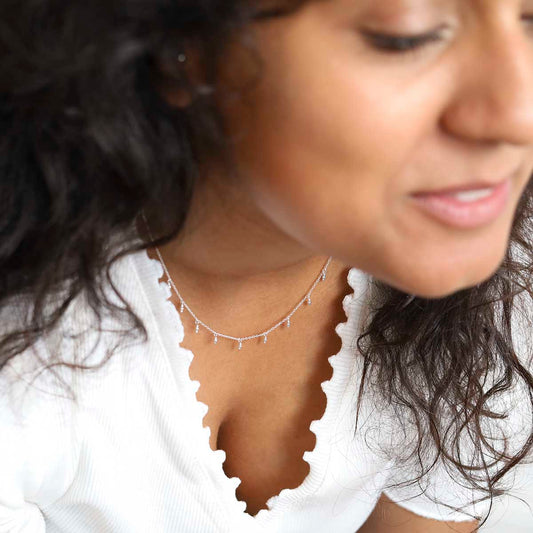 ML968N STERLING SILVER HANGING LANTERNS NECKLACE MODEL