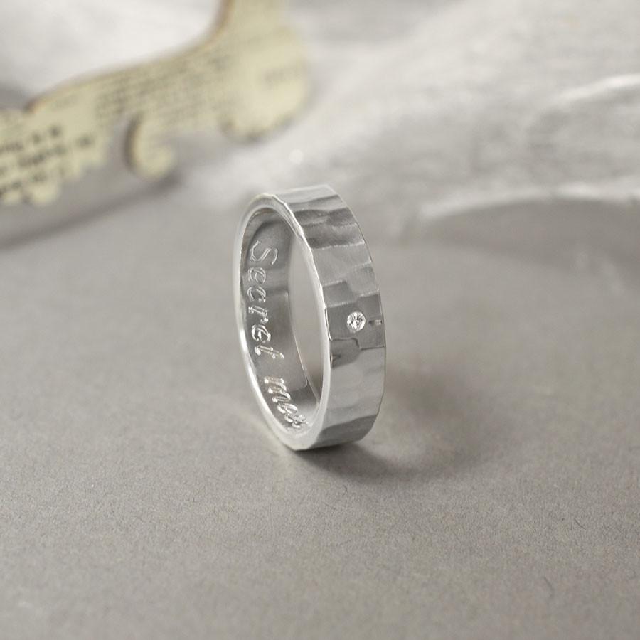 Sterling Silver Diamond Set Secret Message Ring