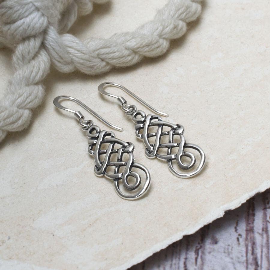 Sterling Silver Celtic Coventina Dangly Earrings