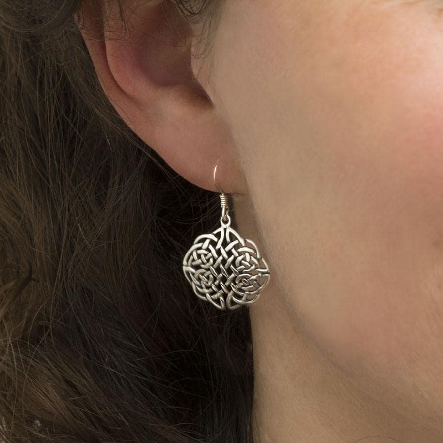 Sterling Silver Celtic Dara Knot Dangly Earrings