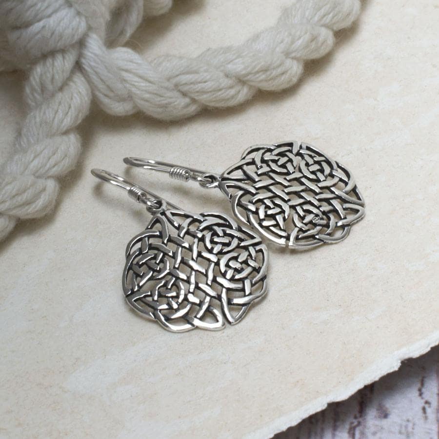Sterling Silver Celtic Dara Knot Dangly Earrings