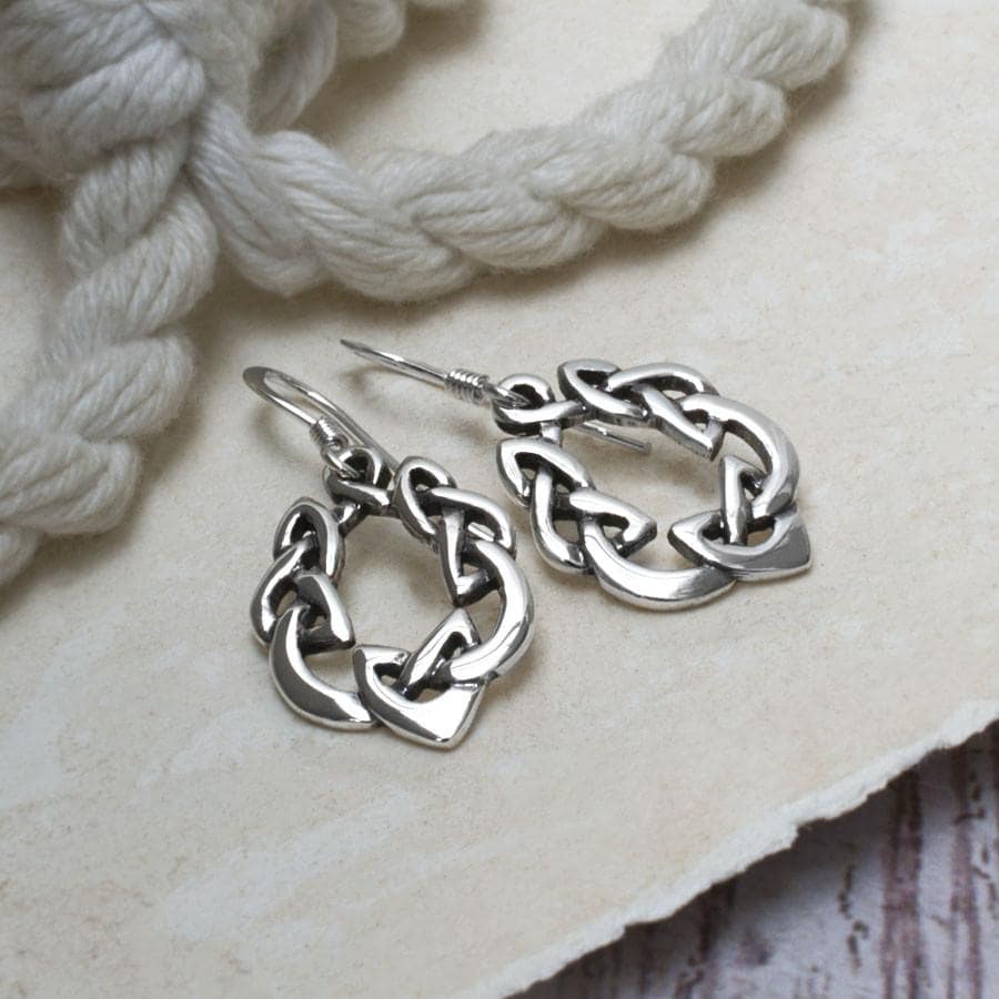 Sterling Silver Celtic Love Loop Dangly Earrings