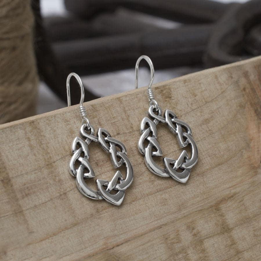 Sterling Silver Celtic Love Loop Dangly Earrings