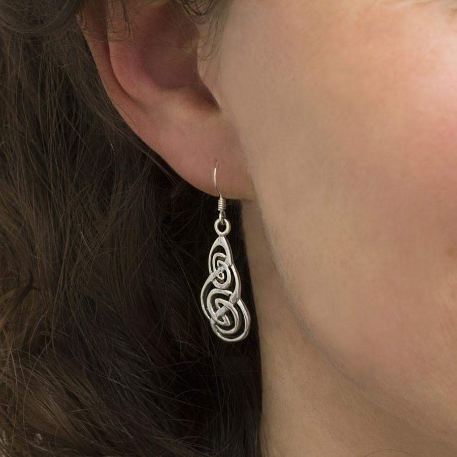 Sterling Silver Celtic Long Loops Dangly Earrings