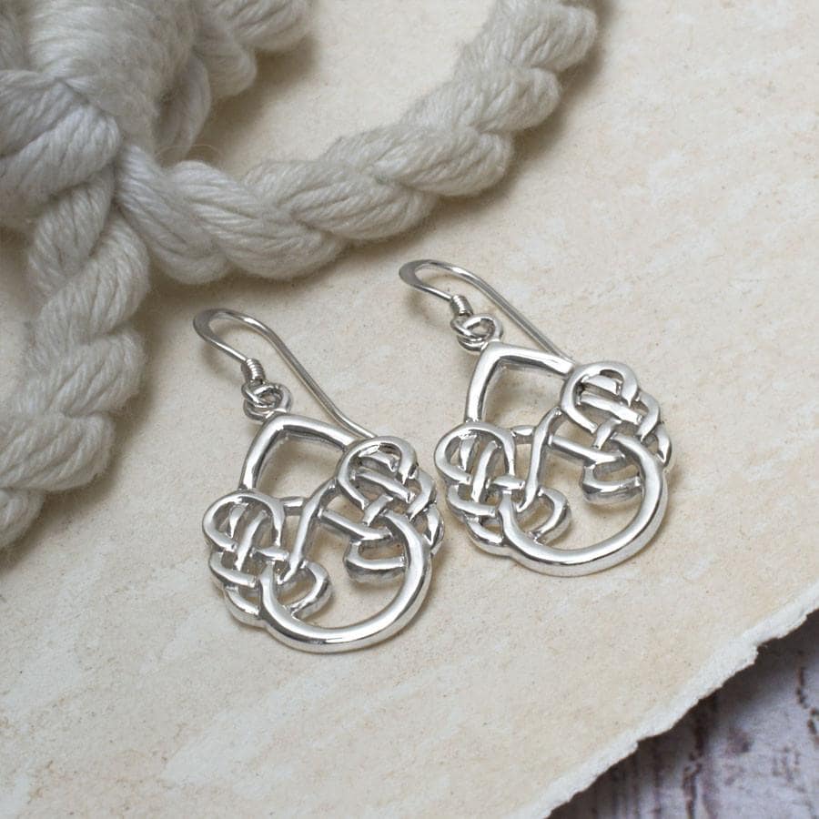 Sterling Silver Celtic Knot Teardrop Dangly Earrings