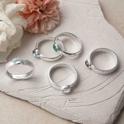 MZB133 MZB134 STERLING SILVER GEMSTONE SECRET MESSAGE RING GROUP 3