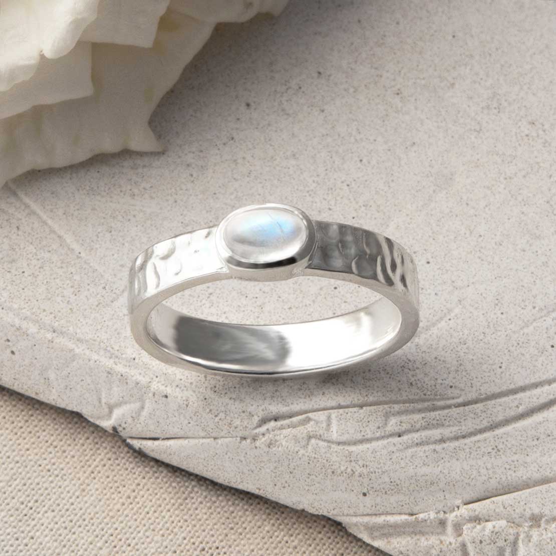 Sterling Silver Moonstone Secret Message Ring