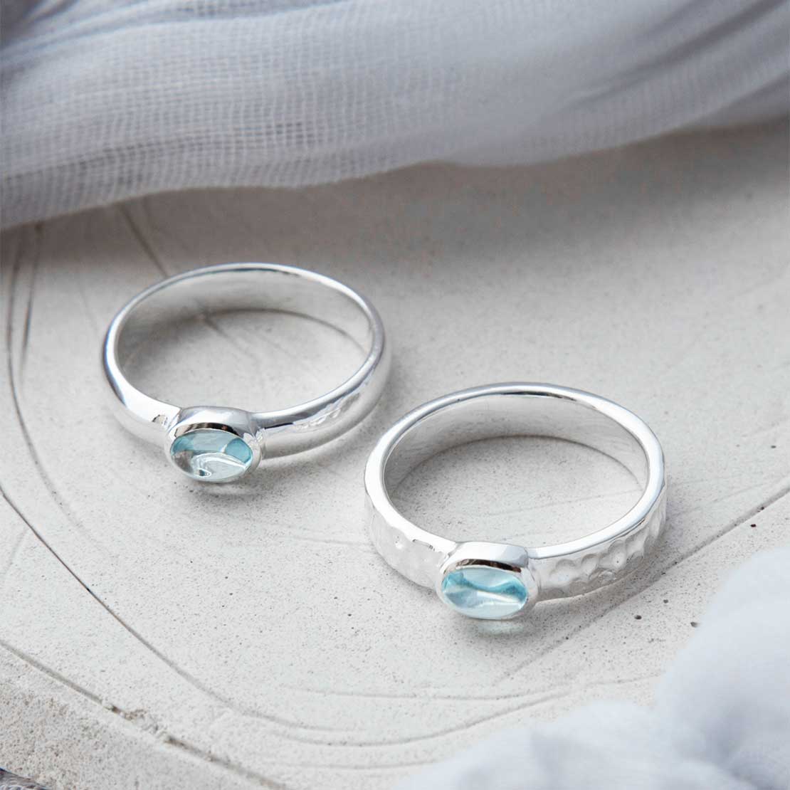 Sterling Silver Blue Topaz Secret Message Ring