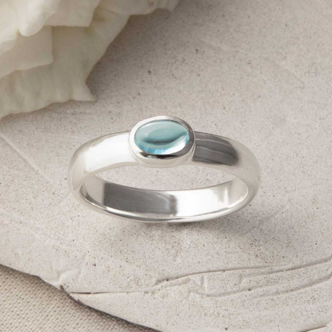 Sterling Silver Blue Topaz Secret Message Ring