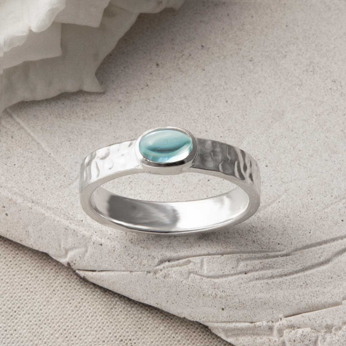 Sterling Silver Blue Topaz Secret Message Ring