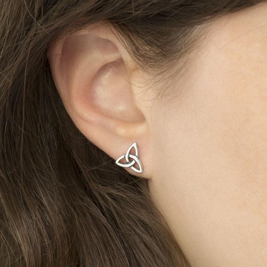 Sterling Silver Celtic Triquetra Stud Earrings