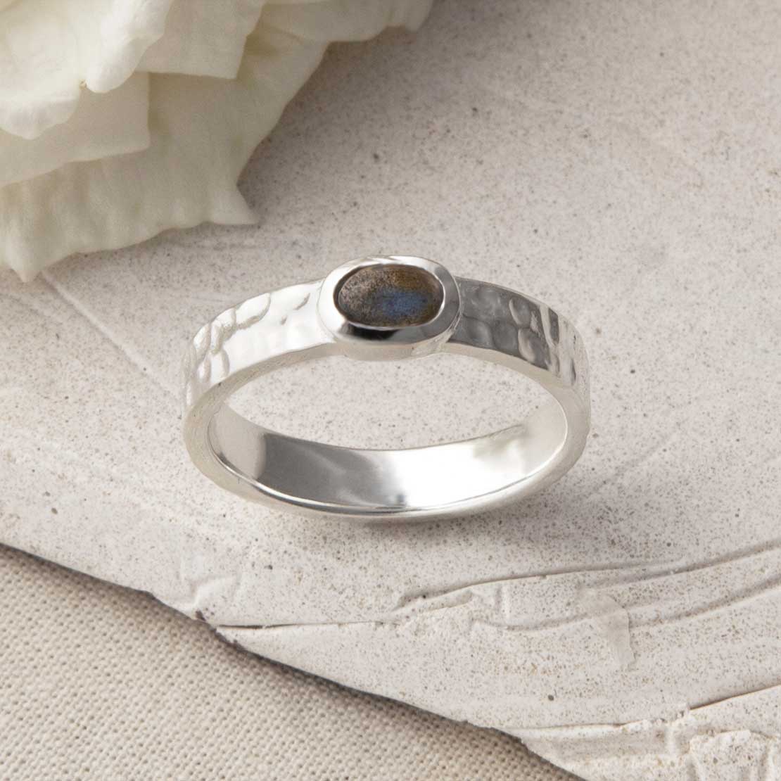 Sterling Silver Labradorite Secret Message Ring