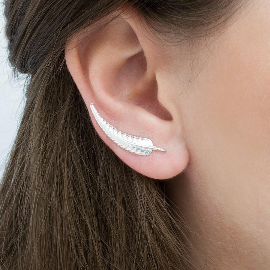 Sterling Silver Fern Leaf Ear Climbers