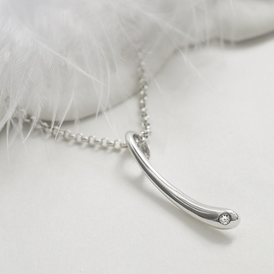 Sterling Silver and Diamond Drop Necklace