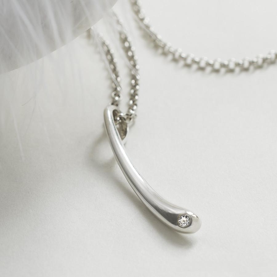 Sterling Silver and Diamond Drop Necklace