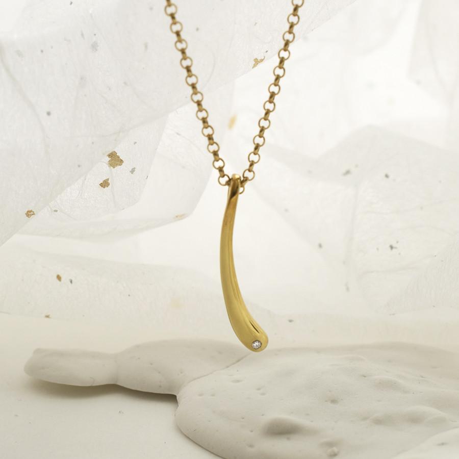 Sterling Silver and Diamond Drop Necklace