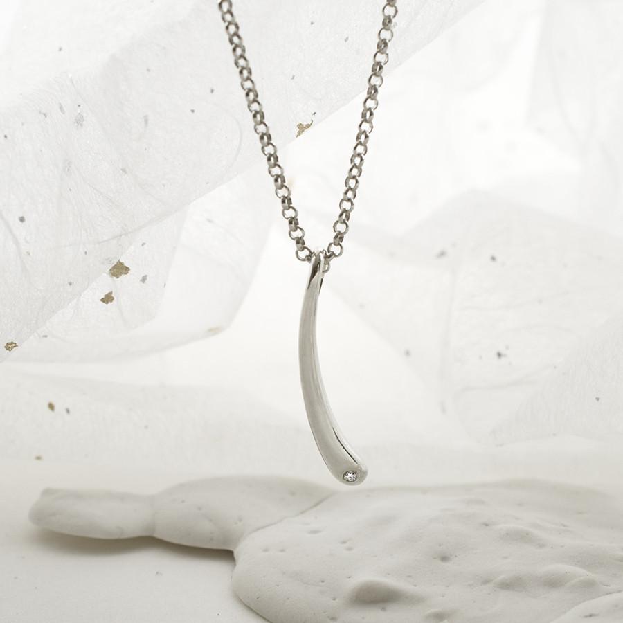 Sterling Silver and Diamond Drop Necklace