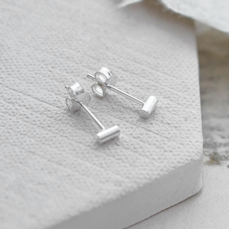 Sterling Silver Petite Drum Stud Earrings