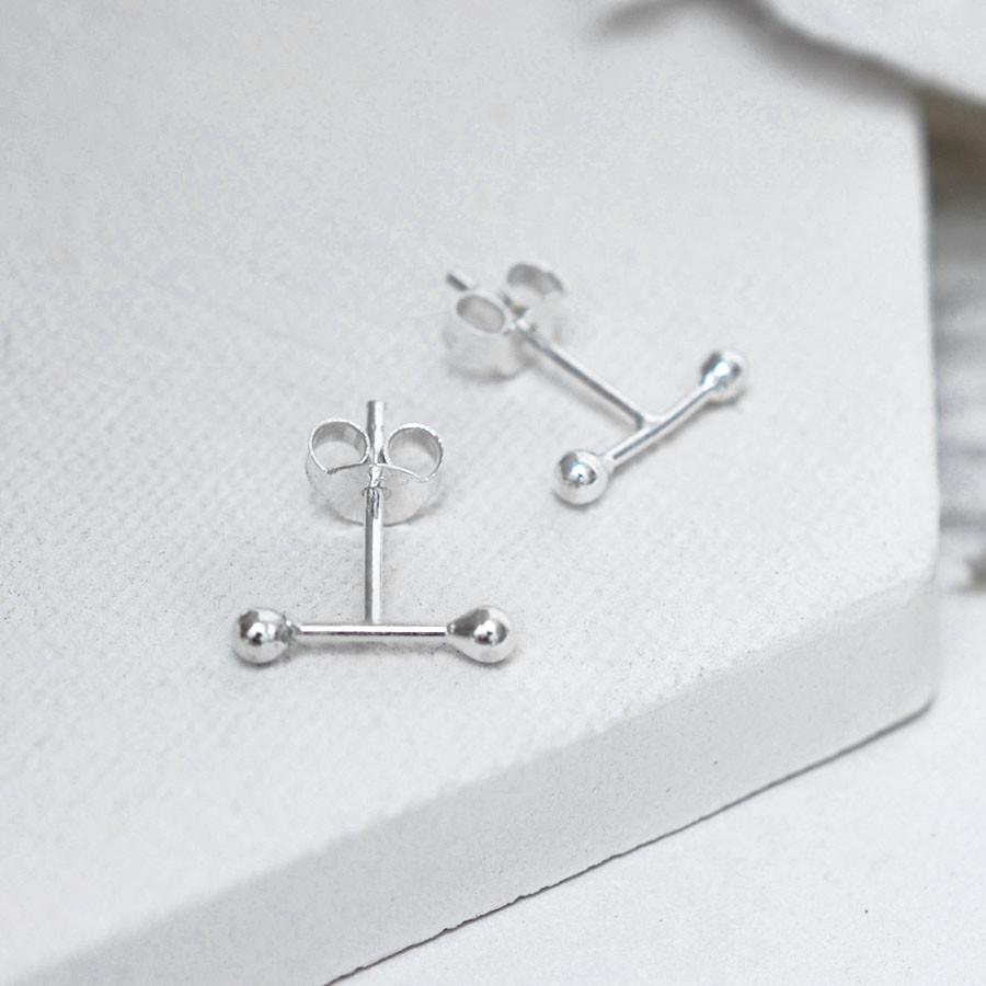 Sterling Silver Petite Bar Stud Earrings
